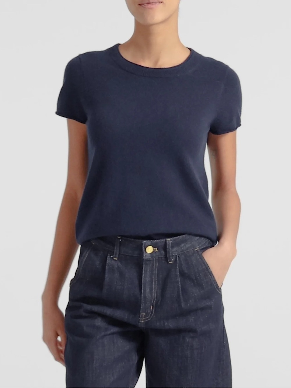 J. Crew Cashmere Navy Short-Sleeve Crewneck Tee Size CL